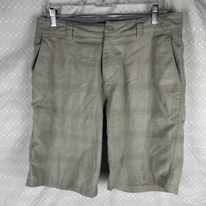 Oneill Shorts Mens Size 32 Tan Four Pockets Embroidered Logo Plaid Beach Skate